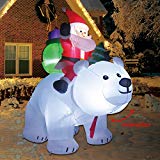 COMIN.NET 6 Feet Christmas Inflatable Outdoor Decoration Blow up Santa Clause Riding The Polar Animation Bear with Shaking Head